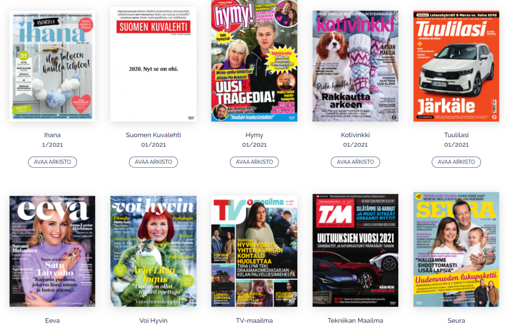 Satakirjastojen e-lehtivalikoimaa e-magzissa